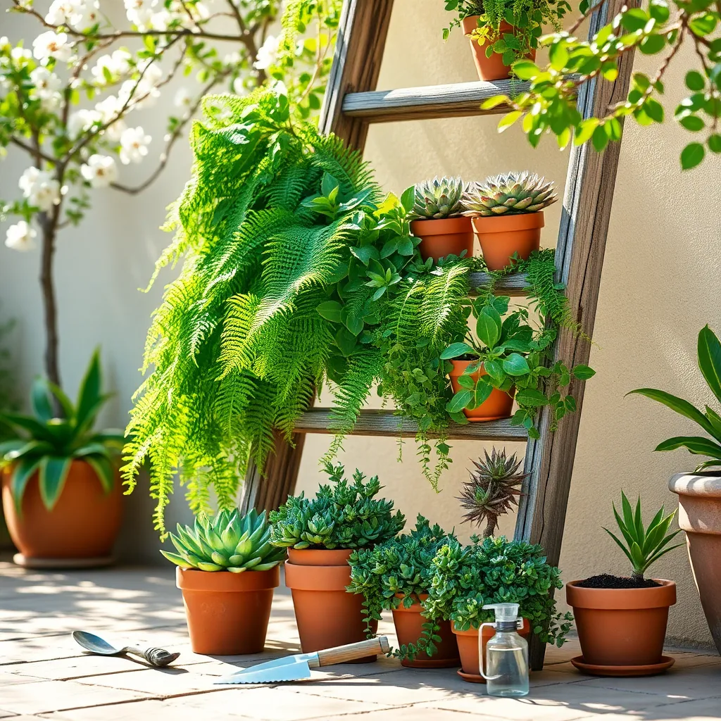 Repurpose Ladders for Plant Stands
